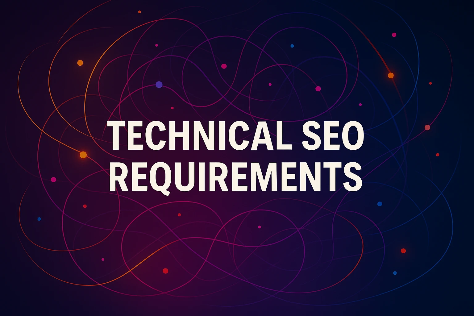 Abstract digital header design representing technical SEO requirements with vibrant color gradients and flowing lines