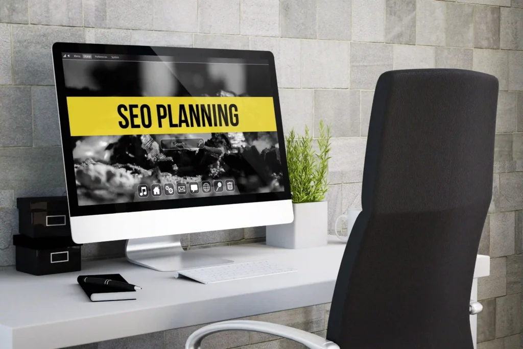 Desktop screen displaying technical SEO roadmap planning with search interface