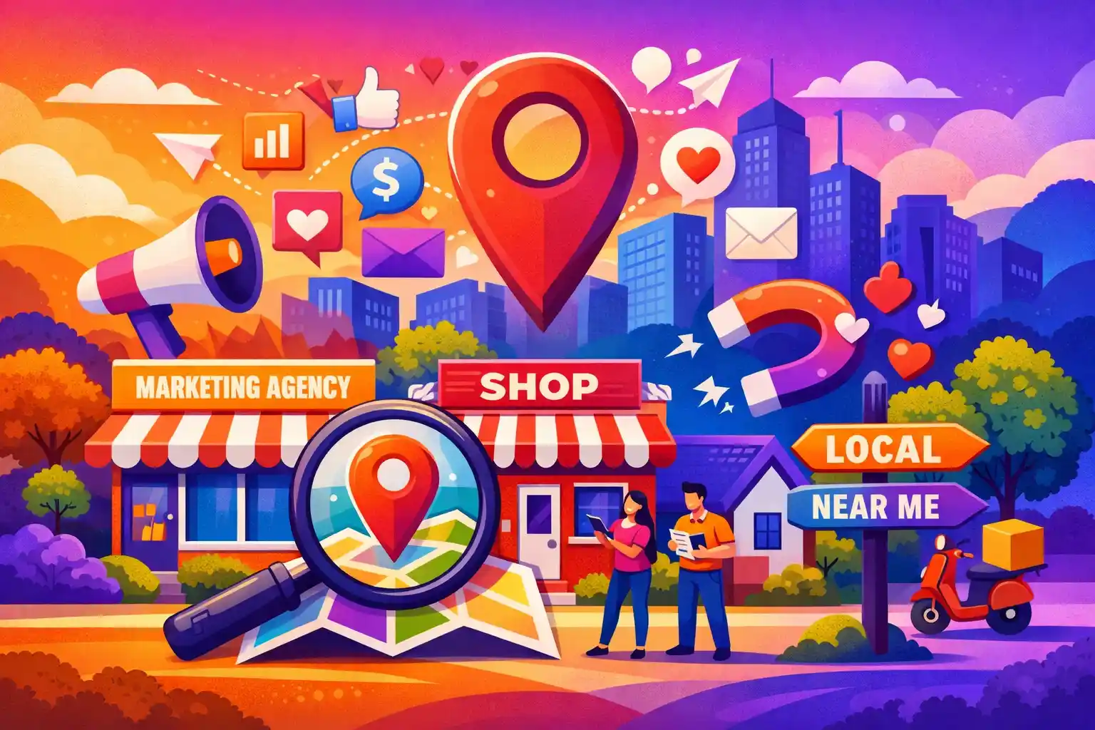 Local marketing companies near me helping nearby businesses attract customers through local search, maps, reviews, and community marketing