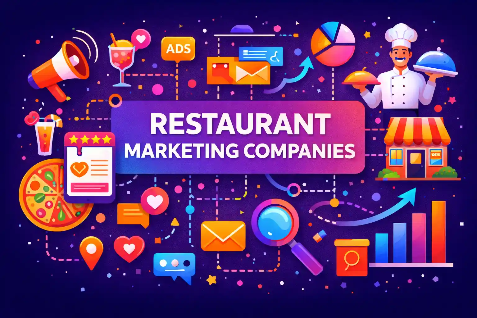 Restaurant marketing companies team collaborating on strategy to help restaurants increase visibility and customer traffic