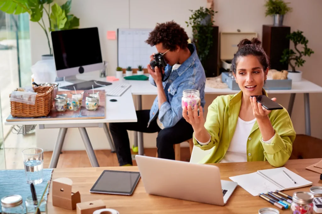 Small creative business photographing products and building digital content, similar to workflows showcased on the best marketing agency websites.
